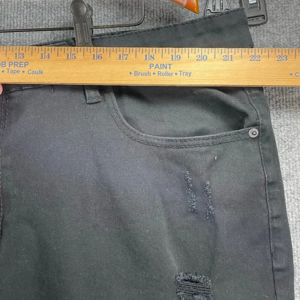 Southpole Stretch Biker Jeans Men's 44 (44X32) Black Destroyed Denim READ